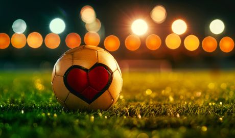 En fotboll med ett målat hjärta på