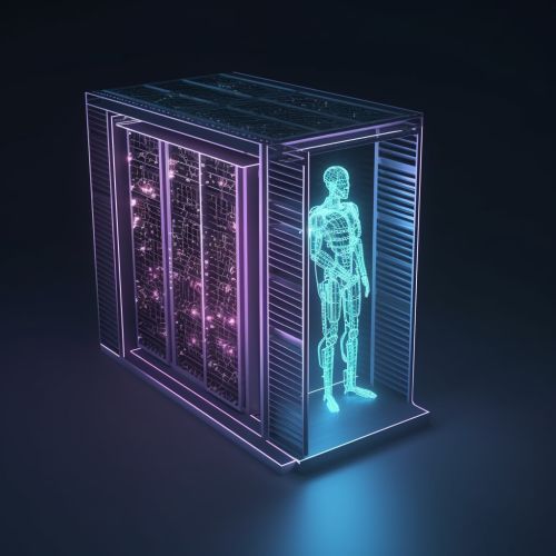 En AI-robot inuti ett serverrack