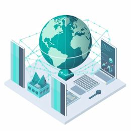 En bild på en jordglob och nätverk som simulerar ett intranät