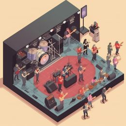 En konsert med personer som spelar musik