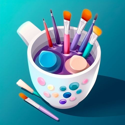 en kopp med penslar
